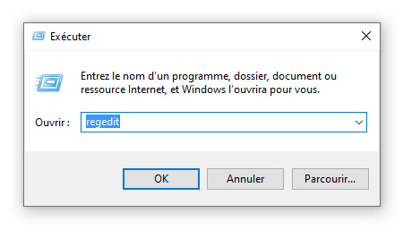 Combinaison de touches regedit