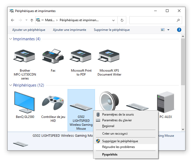 Résolution problèmes souris PC