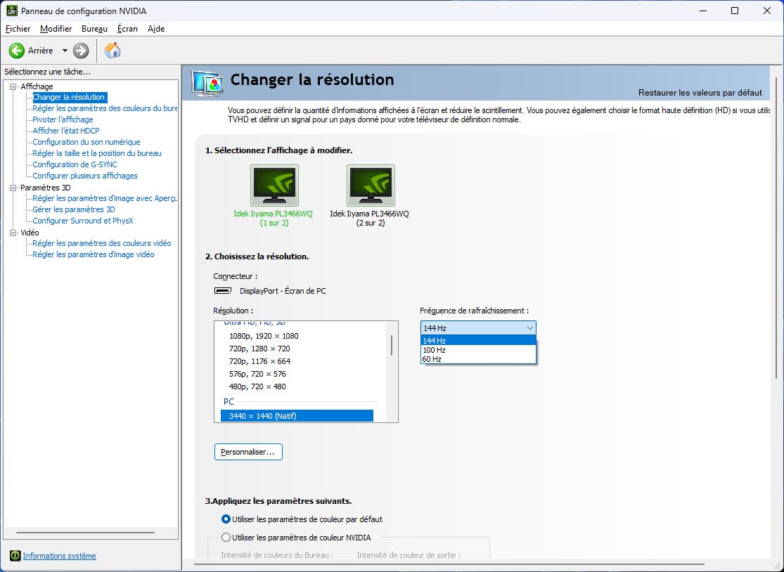 Comment mettre son écran en 144 Hz