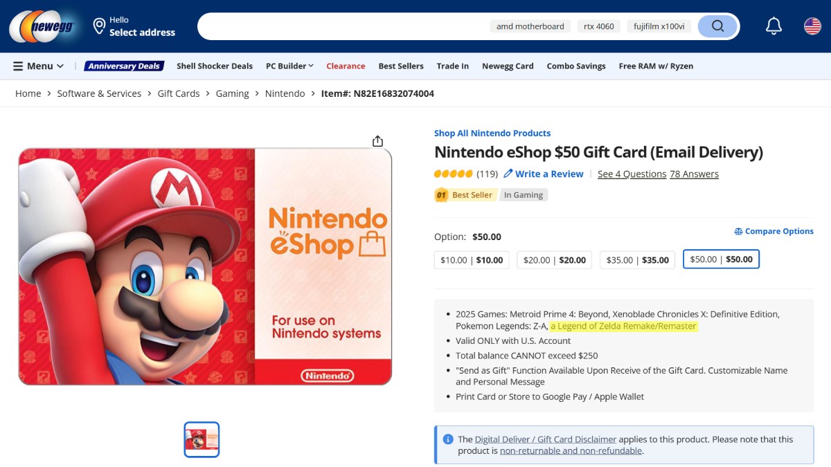 Newegg Zelda Remaster