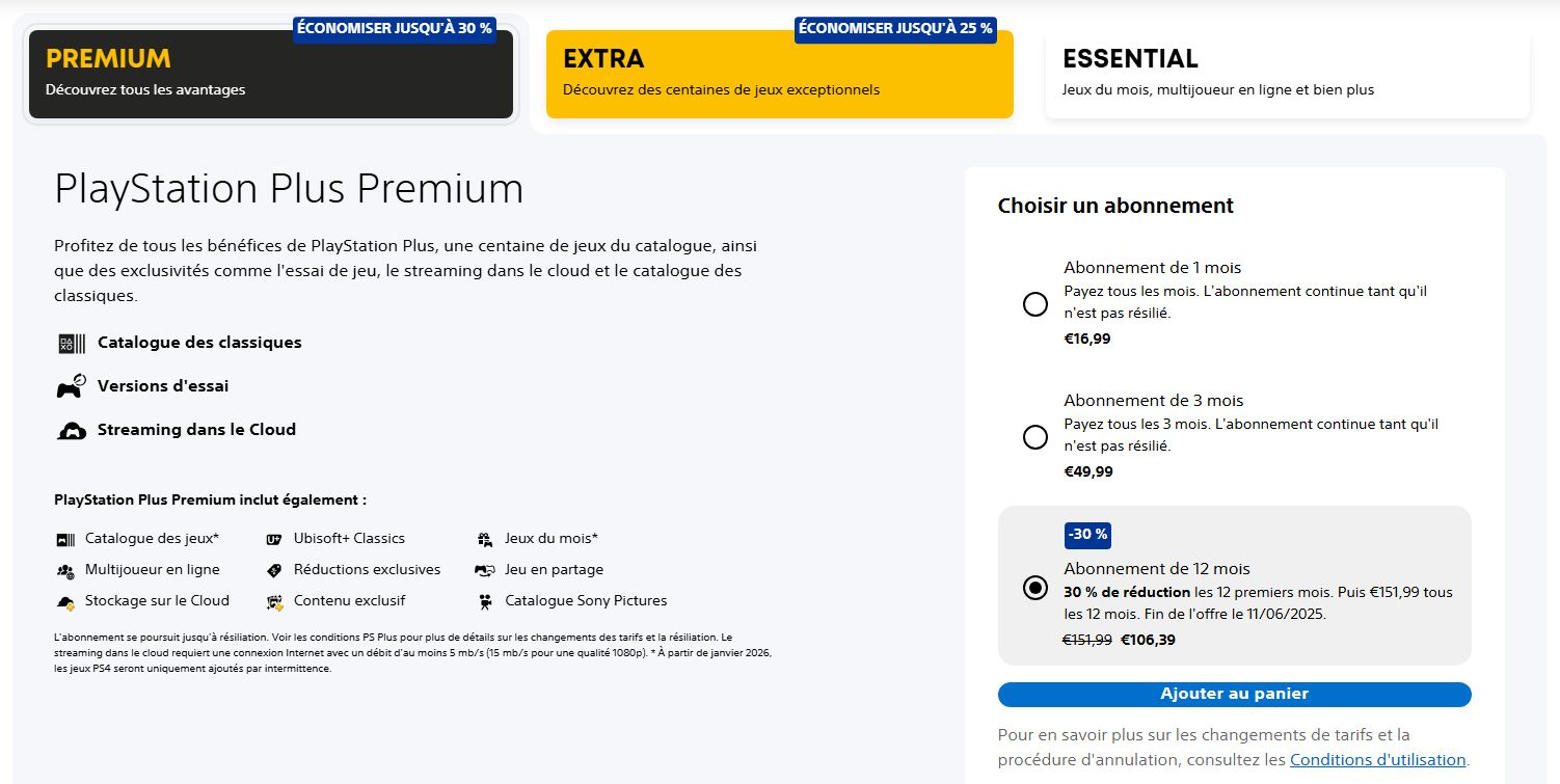 Promo abonnement PS Plus
